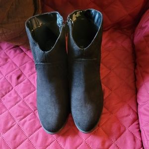 Black faux suede booties